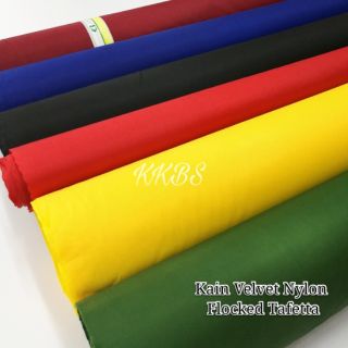44'' Kain Baldu Plain Nylon Flocked Taffeta (Width 44'' Plain Nylon Flocked Taffeta Velvet Textile)