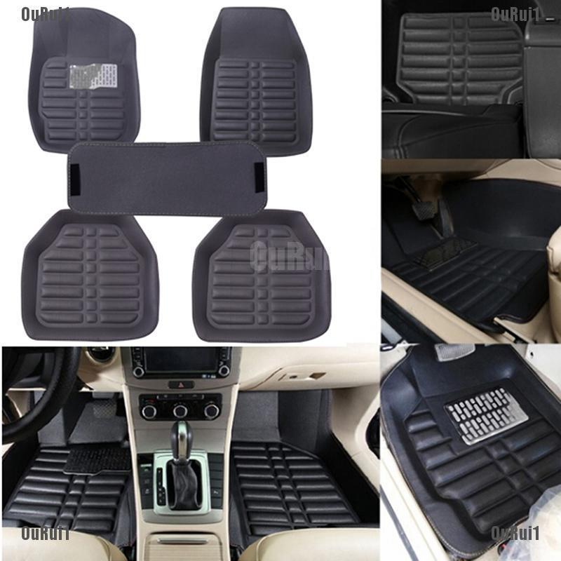 SC 5Pcs/set universal grey car floor mats auto floor liner leather carpet mat HS (1)