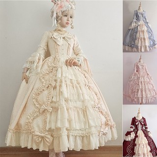 4 Colors Long Sleeve Classic Lolita Dress Sweet Cute Ruffle Dress Girls Anime Cosplay Costume Plus Size
