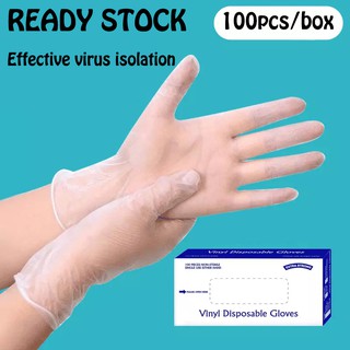 ✨READY STOCK✨100PCS Disposable PVC gloves latex gloves excellent elasticity to prevent puncture safety and environmental protection quality assurance