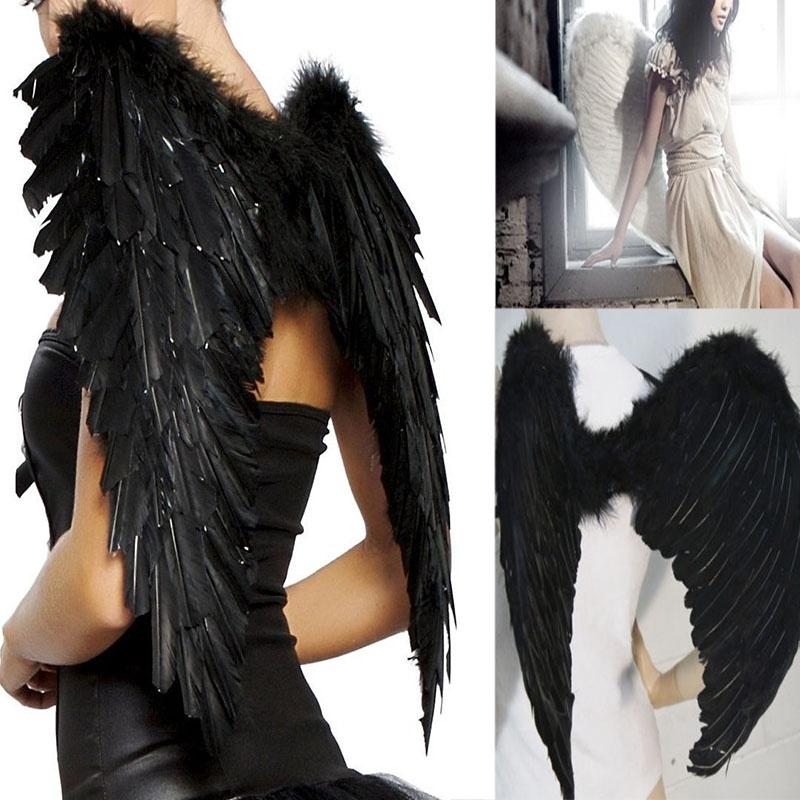 Black Feather Wings Sexy Devil Fallen Angel Fairy Tale Halloween Costumes