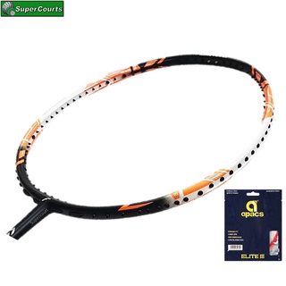 Flex Power Air Speed 80 Install with String Apacs Elite III Original Badminton Racket -Blk Orange Matt(1pcs)