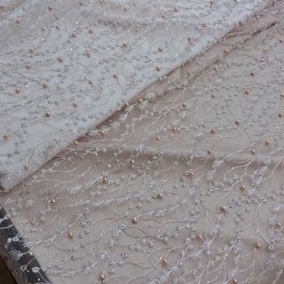 Pearl / Pearl Root tulle Fabric. Price permeter