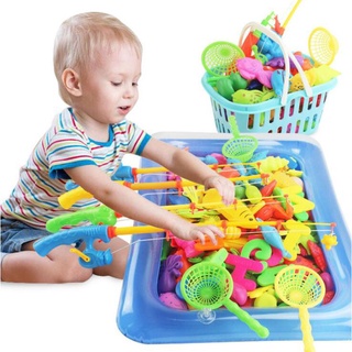 Magnetic Fishing Toy Set with Inflatable Pool Fishing Water Children Kids Games Education Pretend Play