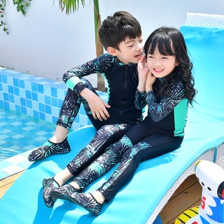 Children's sunscreen split one-piece swimsuit men's and women's diving suit long sleeved trousers wa儿童防晒分体连体泳衣男女潜水服长袖长裤保暖浮潜水母衣游泳温泉dailanfeng.my 10.29