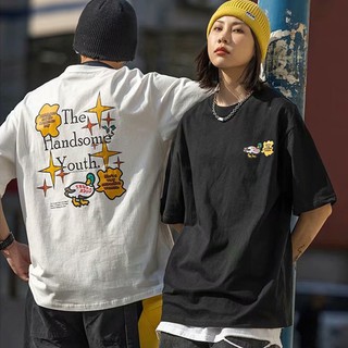 (Size S-8XL)Korean version Original Loose Devil pattern short-sleeved fashion hip-hop men’s women cotton T-shirt boy girl student Couple wear