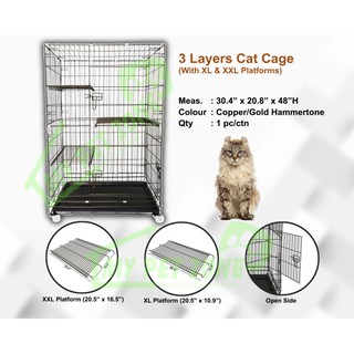 READY STOCK Cat Cage Pet Cage 2.5FT 3 Level Large Platform / Sangkar Kucing 3 Tingkat