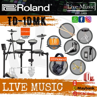 Roland TD-1DMK Electronic Drum Digital Drum Set w/RH-5 Headphones, Drum Throne, Kick Pedal ( TD1DMK /RH5/ 1DMK )