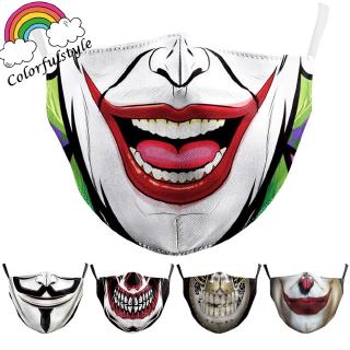 COLO Adults Men Women Washable Reusable Protective Face Mask Non-disposable 3D Digital Print Cartoon Pattern Funny Face Full Cover Anti-UV Anti-dust 5-layer 95% Filter PM2.5 Labor Facial Mask Personal Protective Equipment