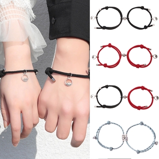 2 Pcs/set Couple Lovers Bracelets Adjustable Rope Chain Bracelet /Best Friend Bracelet Adjustable Braided Thread Bracelet / Mountain Wave Bead Magnet Couple Bracelet Jewelry bracelet for women