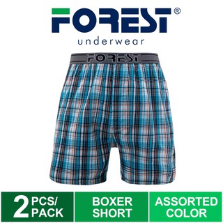 (2 Pcs) Forest Men Boxer 100% Cotton Men Underwear Boxer Lelaki Assorted Colours - FUD0041X