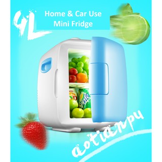 4L Mini Car Fridge Freezer Cooler Warm 12V Portable Icebox Travel Refrigerator (Blue)