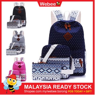 READY STOCK💝WEBEE Corak 3 in 1 Backpack Bag Sling Handbag Sling Bag Purse Fugu