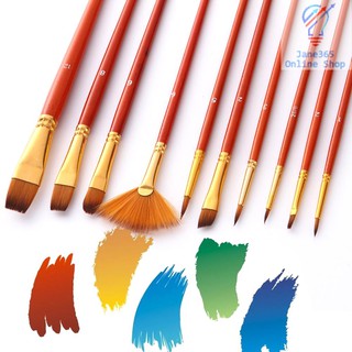 10pcs Paint Brushes Set Kit Artist Paintbrush Multiple Mediums Brushes with Nylon Hair for Artist Acrylic Aquarelle Watercolor Gouache Oil Painting for Great Art Drawing Supplies