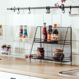 stopKitchen shelf spice rack, wrought iron layered desktop receive cabinets within the isolation layer division plate d