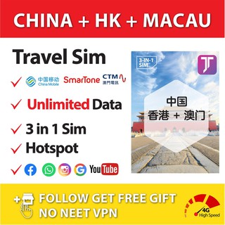 【China】【5~15days】China Travel Prepaid Sim Card UNLIMITED GB