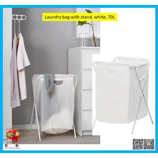 *1 K E A JALL Laundry bag with stand - white, 70L