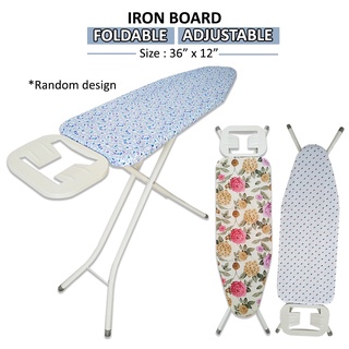 Mix Design Ironing Board With Iron Holder (Foldable & Adjustable)/Papan Seterika–Standard Size (36" x 12”)/High Quality