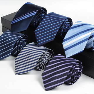 Men's Tie Business Dress Up Professional Class 8cm Grooms Groomsmen Married Blue Stripes Customized