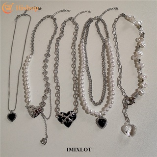 Korean Style Pearl Necklace Butterfly Punk Silver Chain Heart Shape Choker Women Fashion Jewelry Accessories