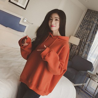 Korean Fashion Women solid color loose hoodies