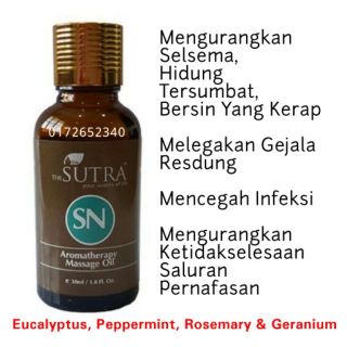 👍 Sutra Sinusitis Therapeutic Massage Oil 30ml - Minyak Resdung