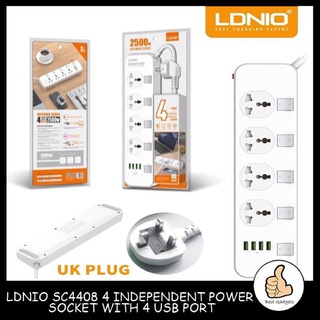 ❤️Ready stock🌟LDNIO SK4407 4 Power Socket 4 USB Extension Adapter UK Plug