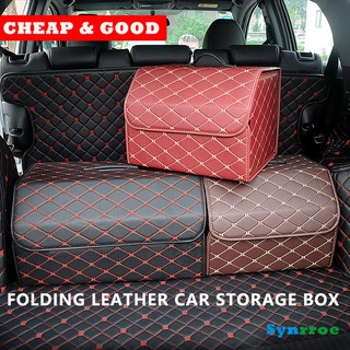 ❤Folding PU Leather Car Storage Box Storage Car Boot Organizer