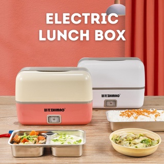 [Ready Stock] Portable Electric Lunch Box Heating Double Layer Stainless Multifunctional Mini Rice Cooker Bekas Makanan