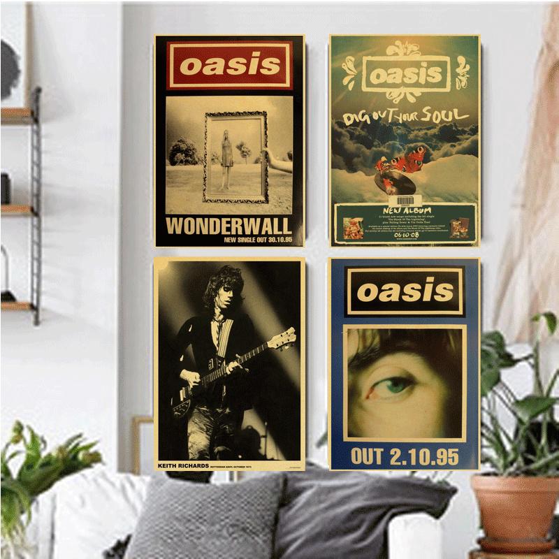 OASIS Liam Gallagher Nostalgia Retro Rock Band Music Kraft Paper Poster