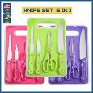 Knife Set / 5 In 1 High Quality 5Pcs Knives Peeler Scissors Set Stainless Steel Utility Chef Knife Set Kitchen