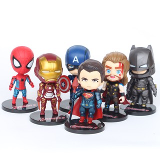 6 PCS/set The Avengers Spiderman iron Man Marvel Avenger Raytheon Captain America Superman Kids Gifts Toy Model