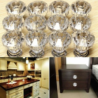 12 PCS Clear Acrylic Crystal Door Knobs Drawer Dresser Pull Knobs
