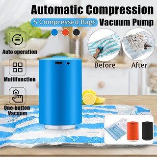 Portable Mini Electric Air Pump Automatic Compression Vacuum Pump w/ 5 FREE Bags