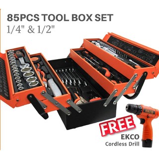 Spanar Box Pomen 85PCS Mechanic Tools Repair Vehicle Heavy Duty Metal Tool Box Set (1)