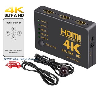 HDMI Switch 4Kx2K Ultra 3Port /5Port (3/5 INPUT)-Switcher With IR CABLE & Remote Control