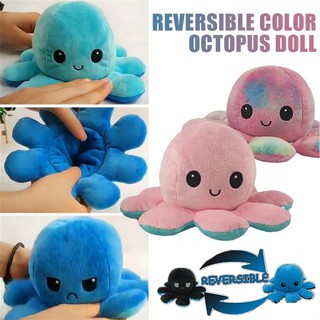 20cm Octopus Doll Plush Patung Sotong TikTok Reversible Stuffed Angry Flip Cute Bipolar Mood DOLL-GURITA