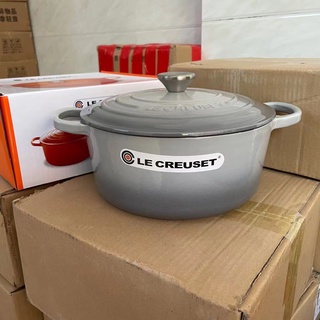 🎉Ready stock Le Creuset new Gray Enameled Cast-Iron Cookware round Stew Pot Soup pot 24cm Cookware Cool Color