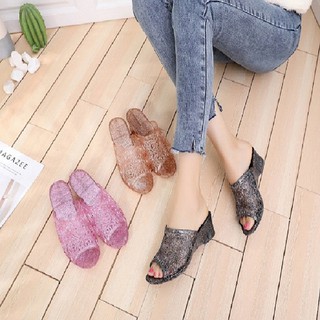 Spot ★ crystal plastic slippers female summer slope with outside wearing home pl
