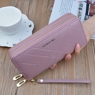 💰Women's coin purse long embossed double zipper large capacity hand phone bag