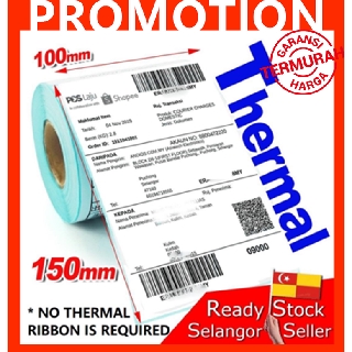 (KL READY) DIRECT THERMAL SHIPPING LABEL Sticker 100x150mm A6 10x15cm 4x6 inch Thermal Paper AWB Consignment Note 三防热敏