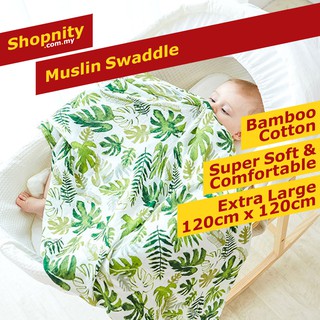 [Ready Stock] Extra Large Colorful Muslin Bamboo Cotton Swaddle Newborn Baby.