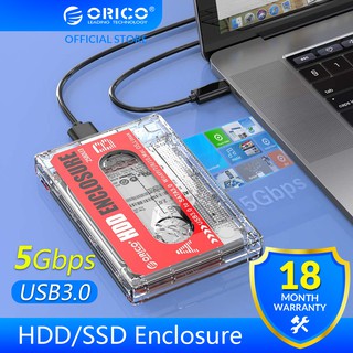 ORICO Transparent External Hard Drive Box USB3.0 SATA3.0 5Gbps 4TB HDD Enclosure Support UASP DIY Stickers Cassette Tape Design（2580U3）