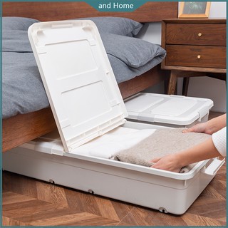 Under Bed Storage Box Pulley Quilt Clothes Storage Box Sorting Box Plastic Sealed Under Bed Storage Box