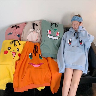 Ready Stock Amine Pokemon Hoodies Women Hip Hop Sweaters Girls Long Sleeve Japan Harajuku Hoodie Streetwear Cut