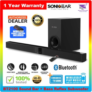 SonicGear BT2100 Sound Bar with Subwoofer Wireless Remote Bluetooth Sound System (For TV & Computer)