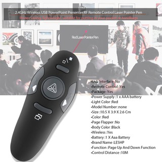 🌸Chiclady🌸USB 2.4GHz Wireless Presenter RF Remote Control Laser Pointer Pen IR PPT Pointer Pen