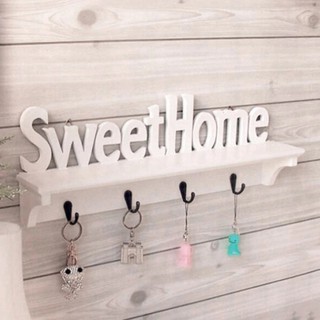 Sweet Home Wall Decorative Cloth Hook Rack Storage Hanging/Sweethome Penyangkut Kunci Putih