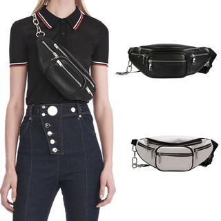 CILICAP Ready STOCK! Womens Men Waist Fanny Pack Chest Bag Chain PU Leather