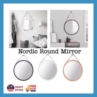 Nordic Round Mirror | Bathroom Dressing Mirror 45cm Cermin Hiasan Bulat